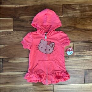 Hello Kitty Hoodie Dress Girls 6 Pink Rhinestone Ruffle NWT